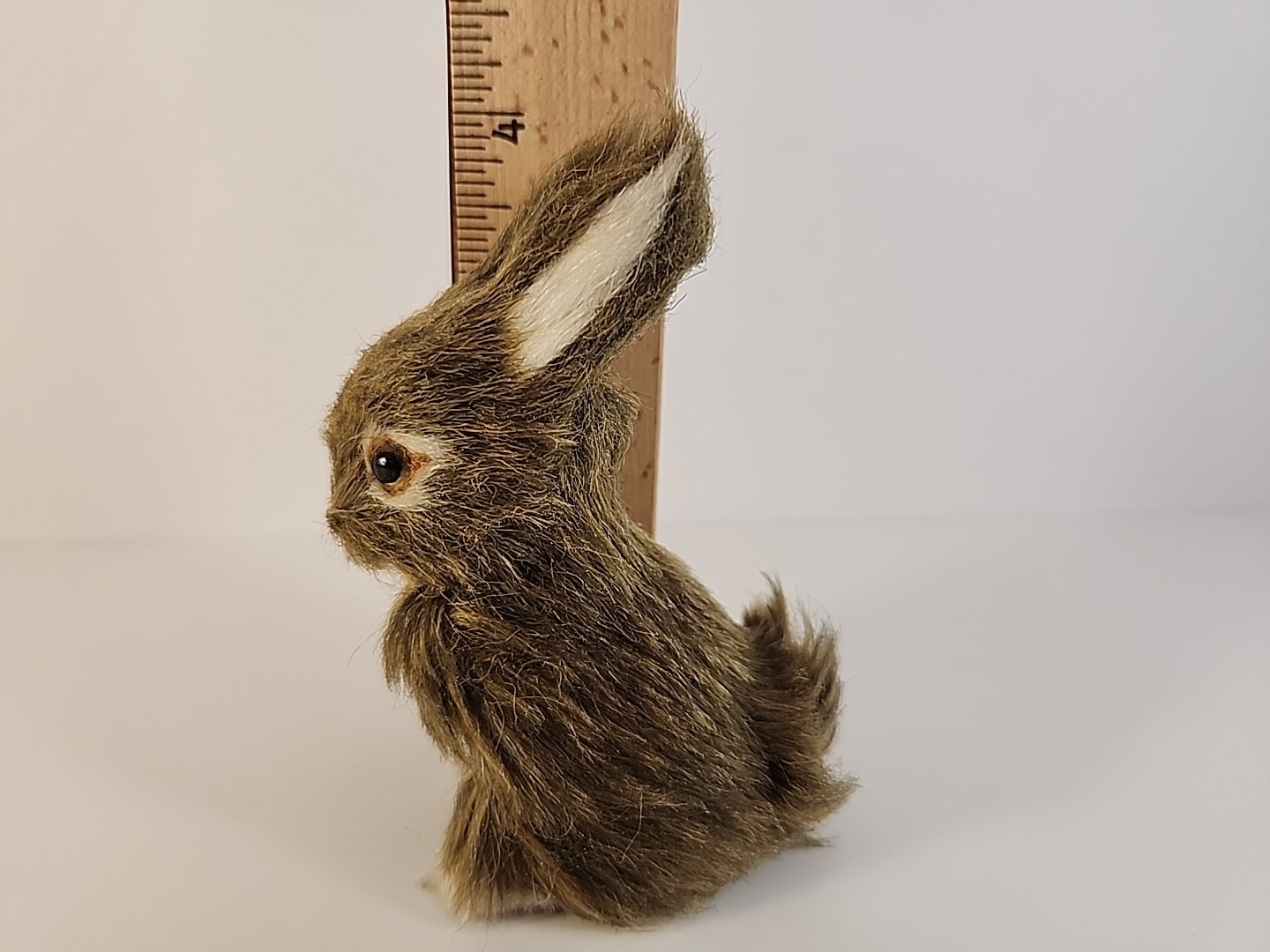 Vintage Realistic Rabbit Bunny Figure Easter Spring Faux Fur 4" Brown