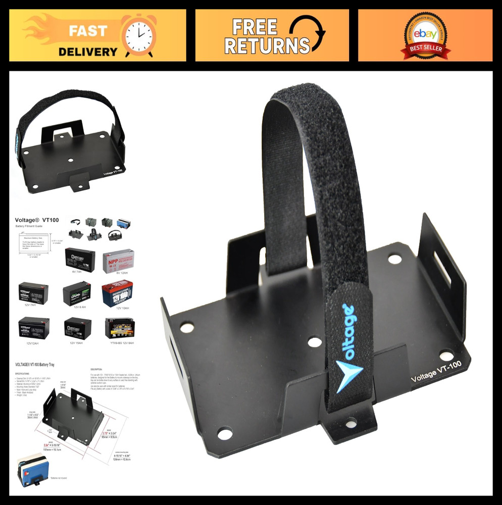 Universal Battery Tray for 12V & 6V Batteries, Includes Hold Down Strap - Durabl