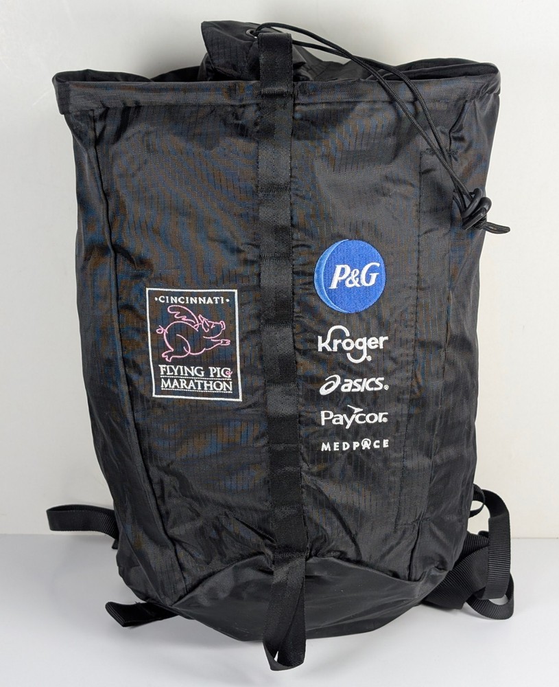 Flying Pig Marathon Cincinnati Lightweight Backpack Black Workout Runner Nylon