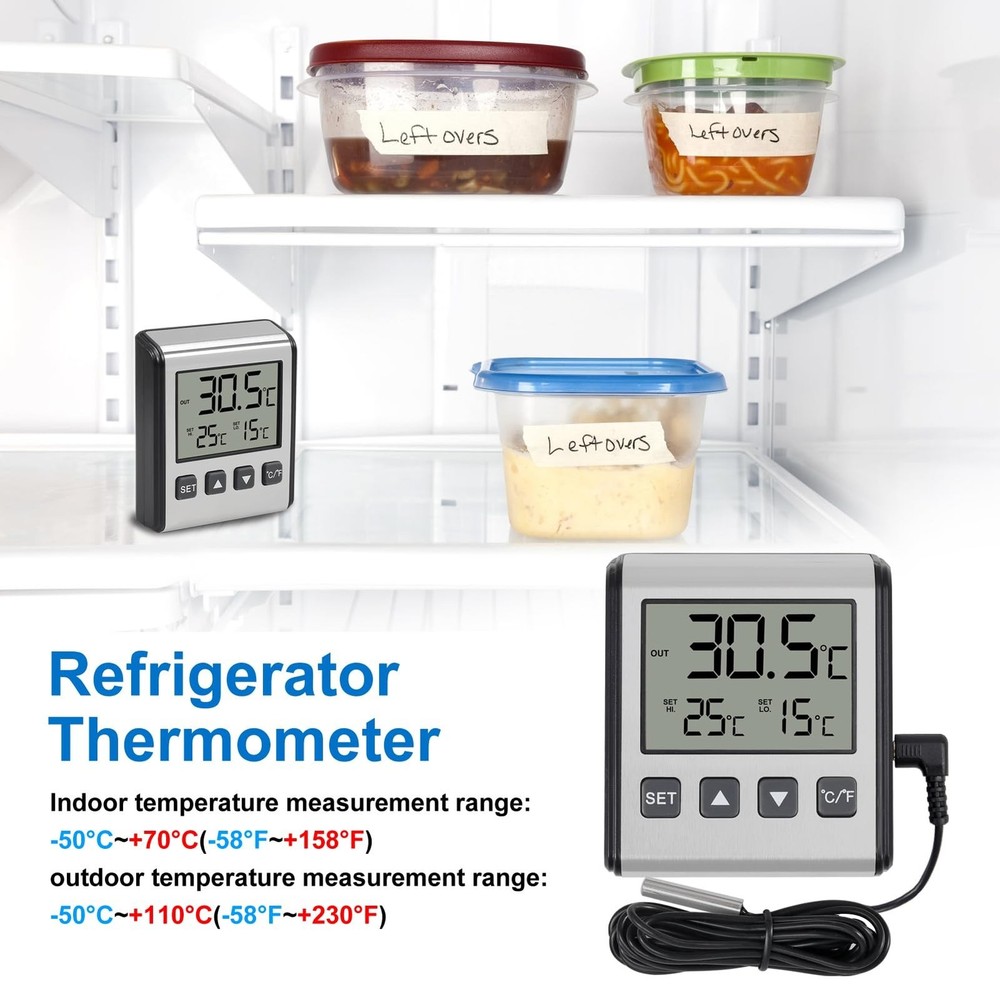 2pcs Fridge Refrigerator Thermometer Freezer Thermometer high and Low Tempera...