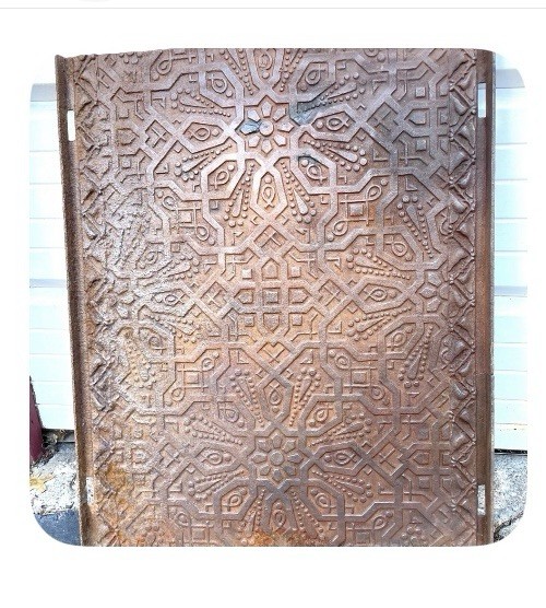 LARGE antique thick cast iron Art Deco architectural salvage grate panel plaque