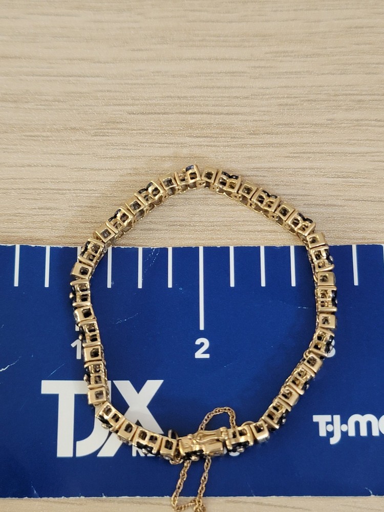 14k Solid Yellow Gold Diamond - Sapphire Bracelet