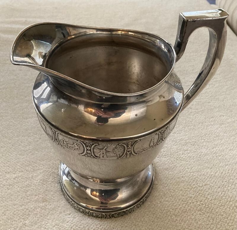 VINTAGE SILVERPLATED PITCHER by Bernard Rice's Sons-Scenes Apollo- Electroplated