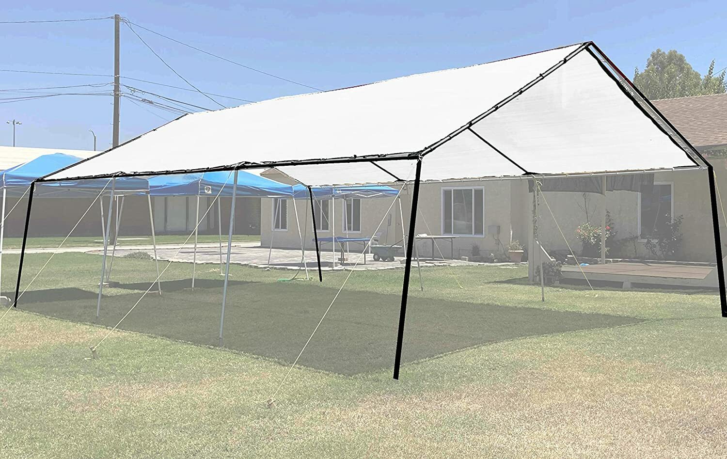 (White) Super Heavy Duty Mesh Tarp Net Sail Sun Shade Awning and Fence Screen