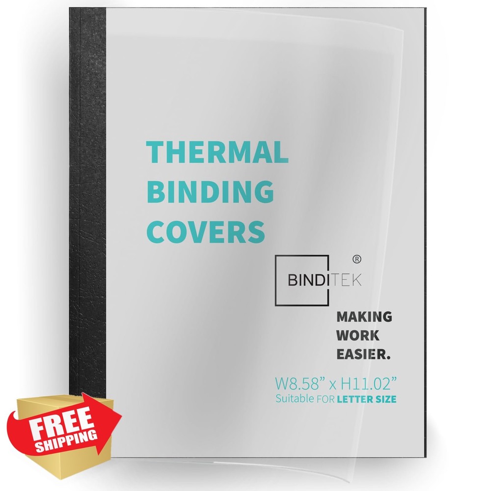 Binditek 10pk Thermal Binding Covers 3/4" Spine 160 Sheets Clear Front