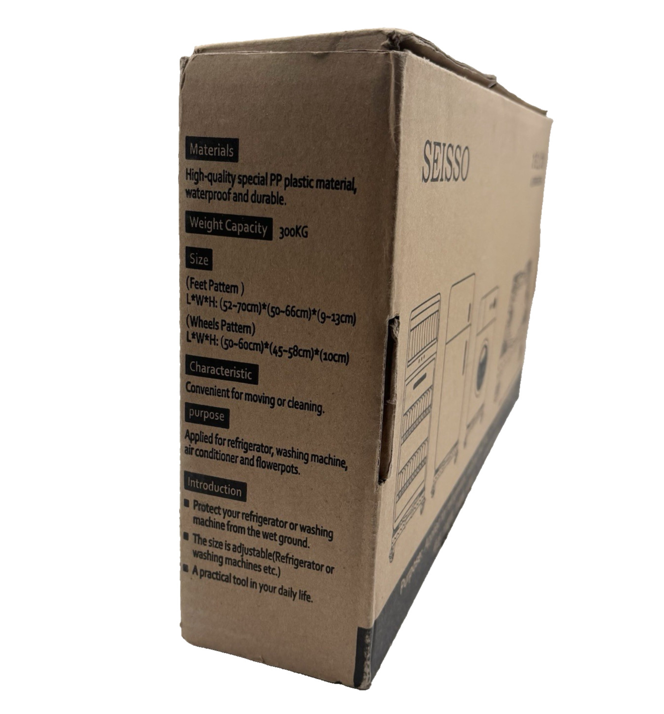 SEISSO Adjustable Appliance Base Stand w/ Wheels Dolly Cart Wheels Fridge Washer