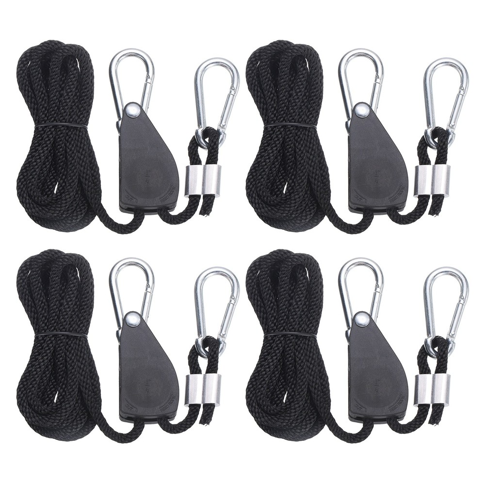 4 Pairs 1/4" Adjustable Rope Hanger 7.87ft Ratchet Tie Down Strap, Black