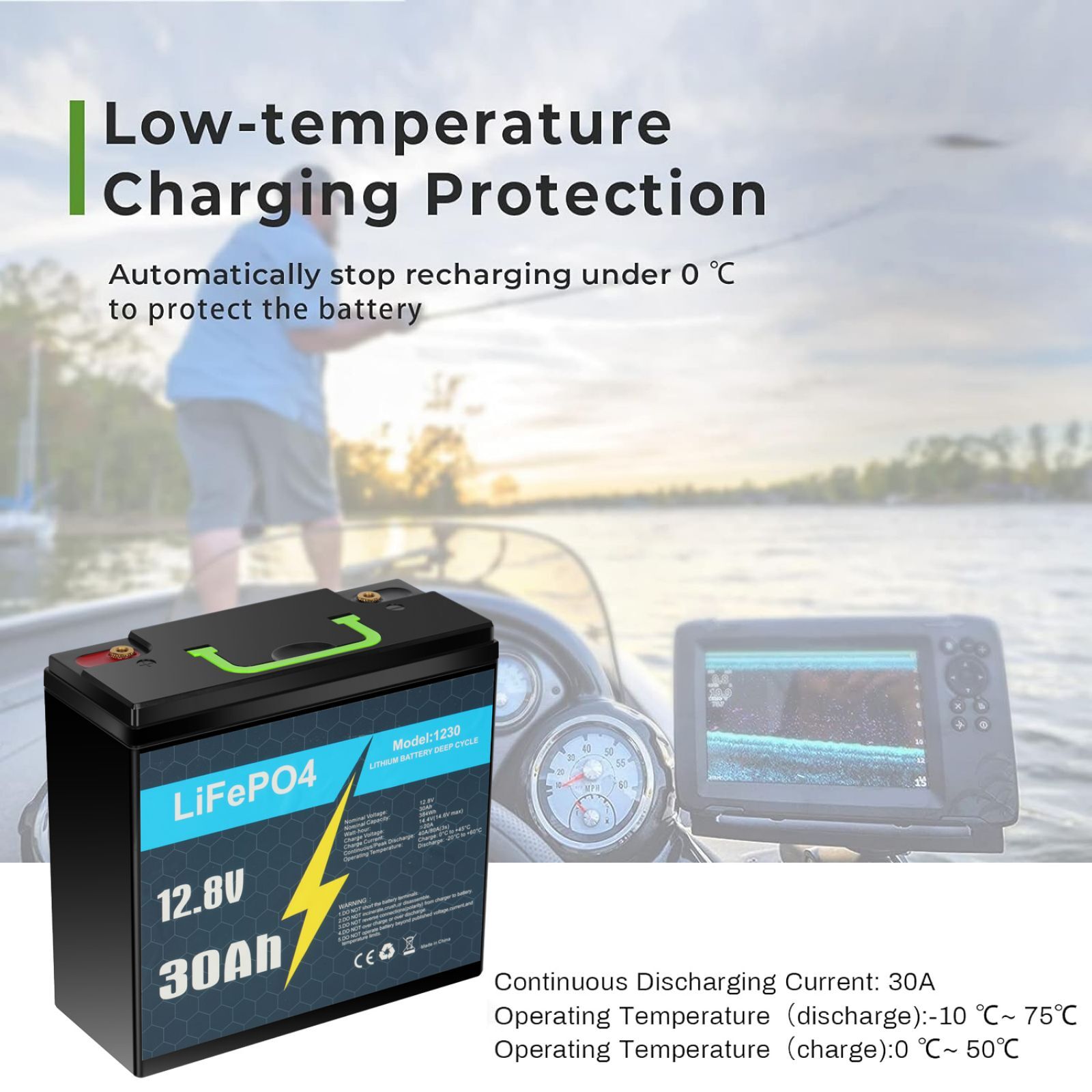12V 10A 16A 30Ah LiFePO4 Rechargeable Lithium Battery BMS Deep Fish Finder Boat