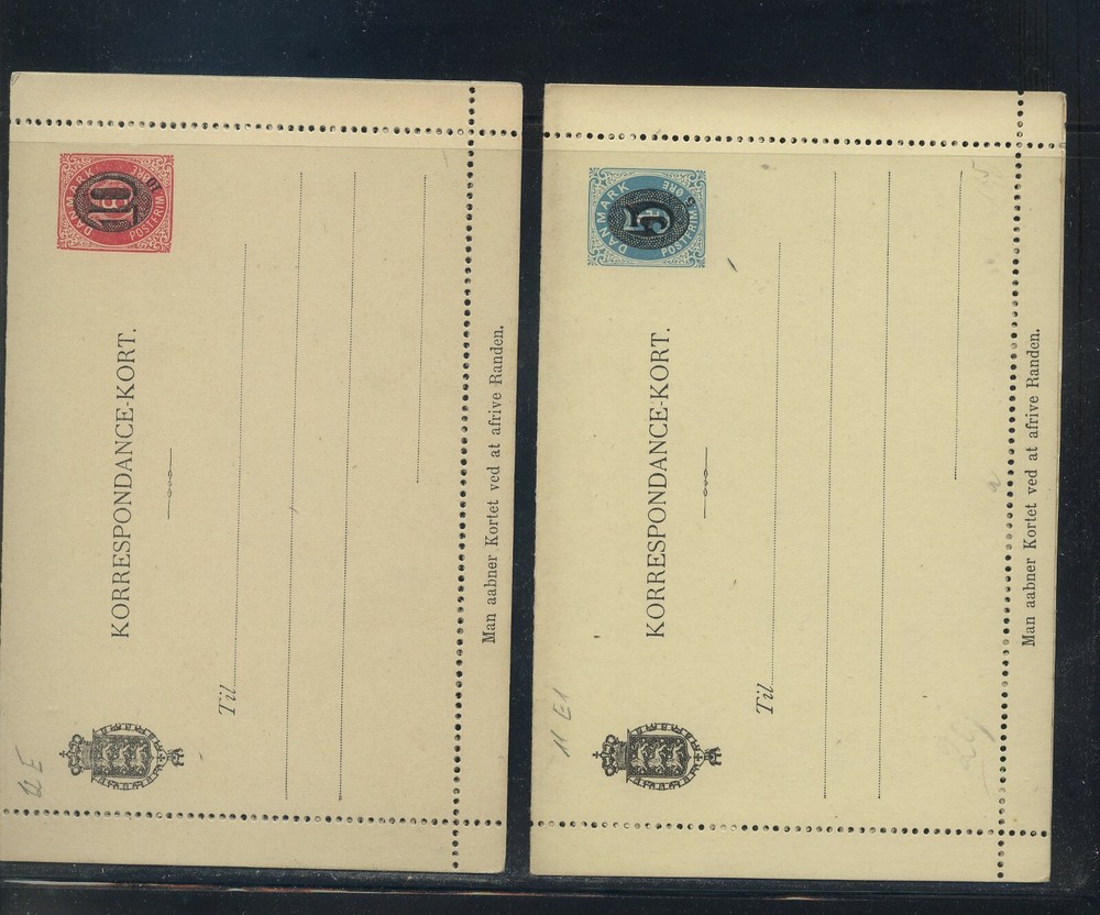 Denmark  2  postal  letter cards  unused