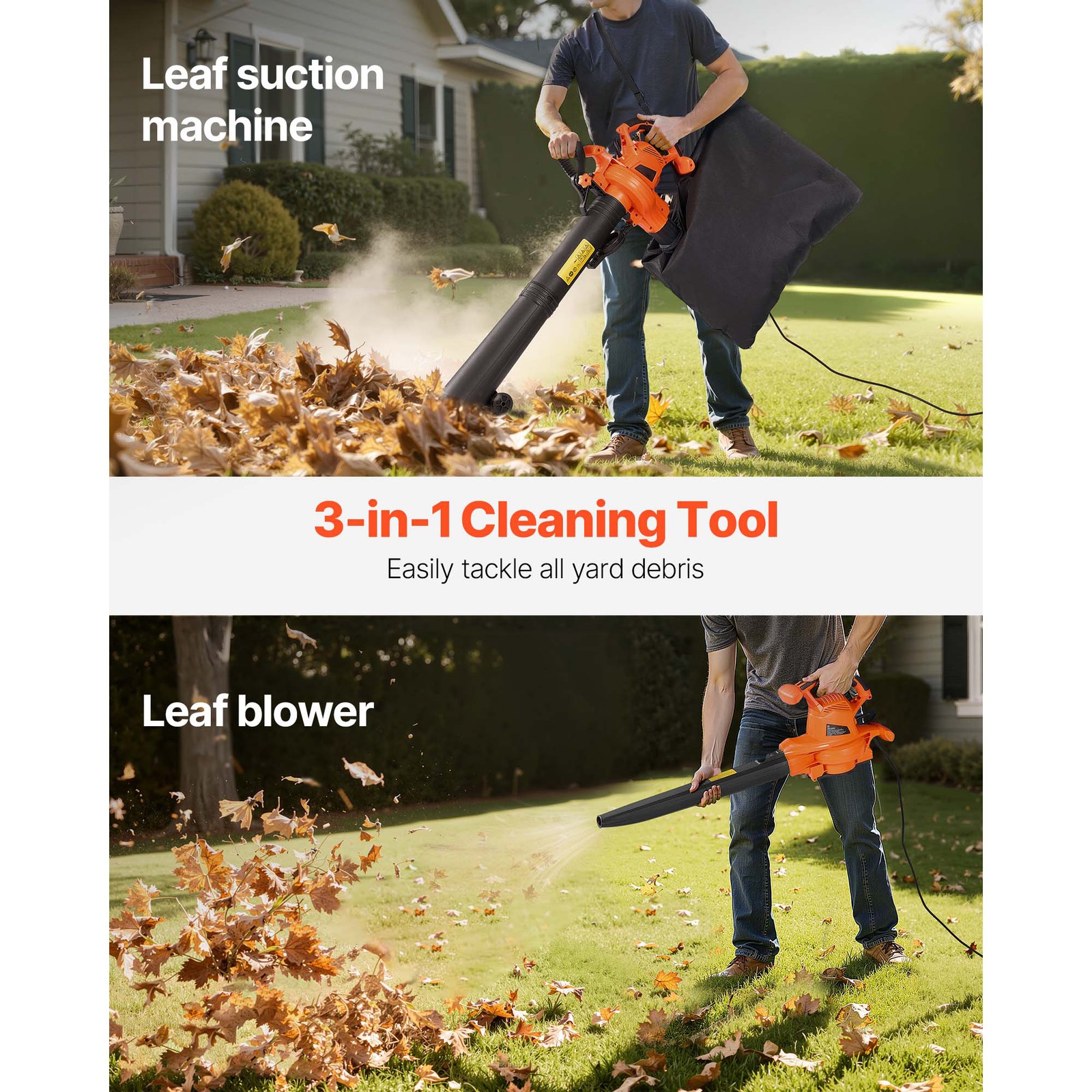Uimoso Electric Leaf Blower 3-in-1 Vacuum Mulcher 12Amp 250MPH 400CFM