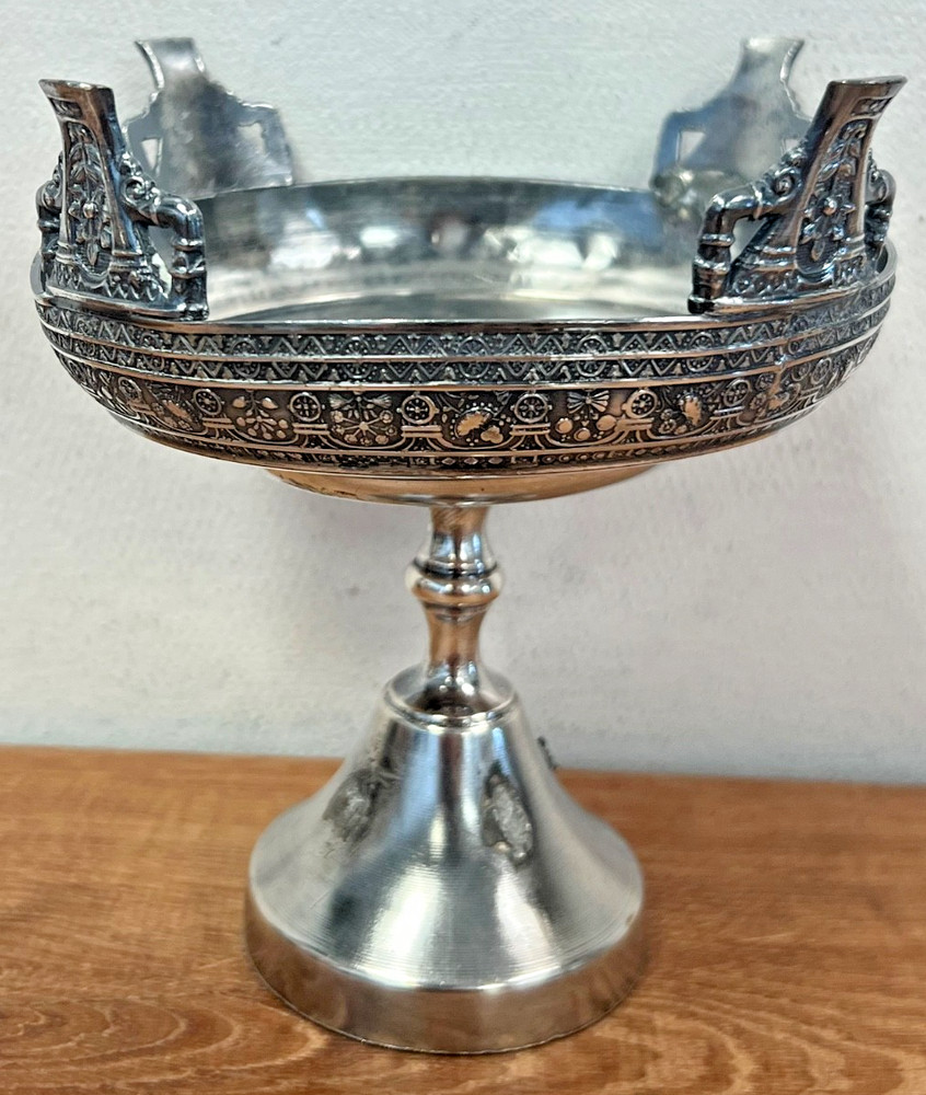 Handmade Welded Silverplate Pedestal Compote Dish Vintage