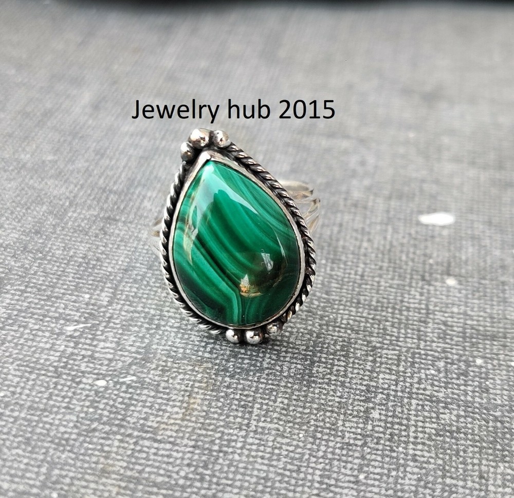 malachite gemstone 925 Silver Ring Beautiful Ring Designer Ring Lovely Ring MO**