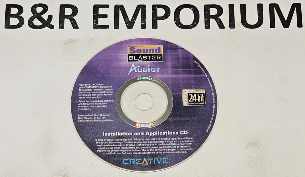 Sound Blaster Audigy Installation/Application (2005 Creative Technology) Used CD