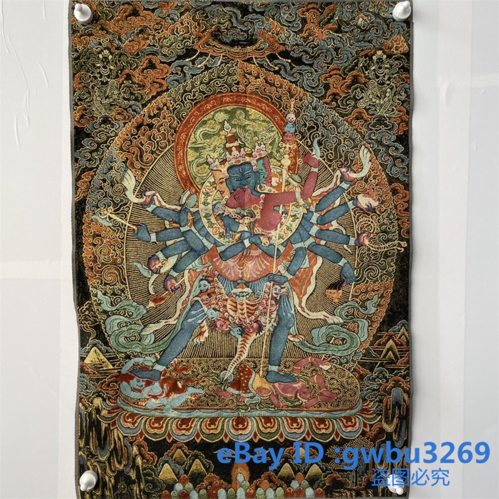 36” Chinese Tibetan Nepal Silk embroidery Tara Buddha Thangka Statue Mural 42856