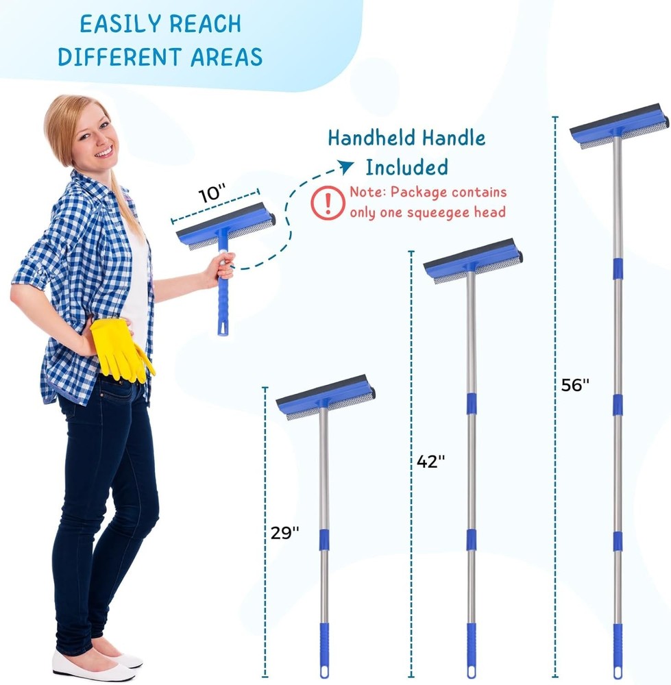 Window Squeegee and Microfiber Scrubber Set, 2-In-1 Window Cleaning Kit