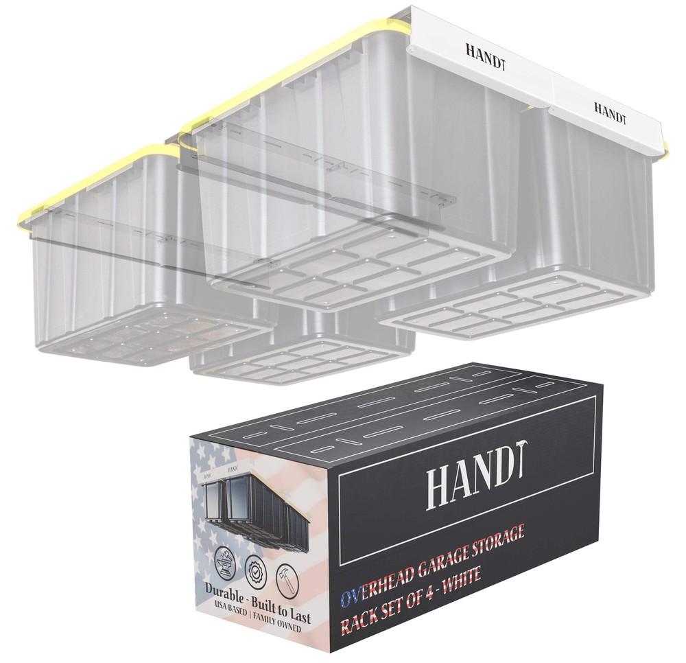 Garage Ceiling Storage Rack, 4 Sets White