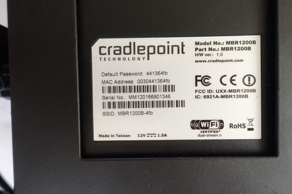 feeney wireless cradle point modem MBR1200B