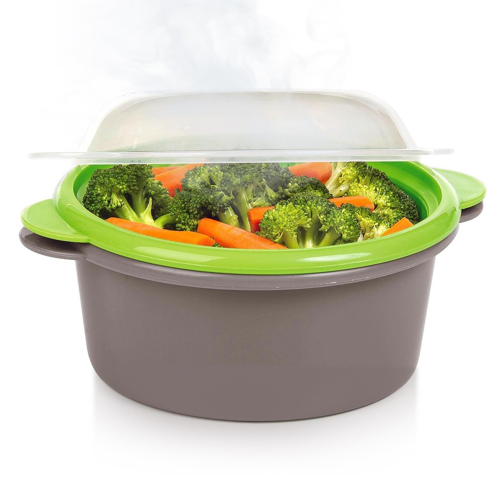 PrepSolutions Mini Microwave Steamer, Gray â€“ Fast and Easy Vegetable &