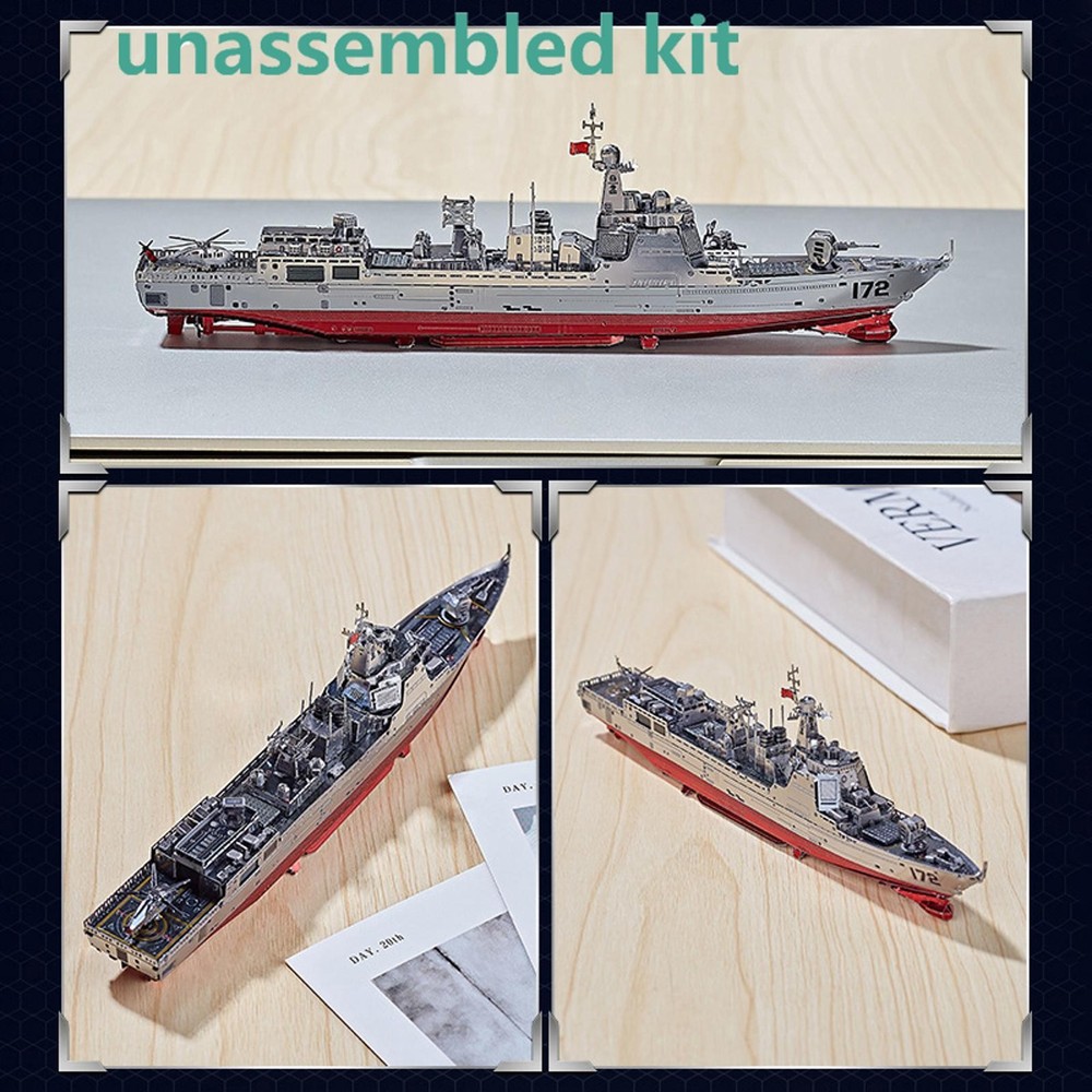 1:1000 Scale 052D Destroyer Model 3D Unassembled Kit Metal Model Souvenir Toy