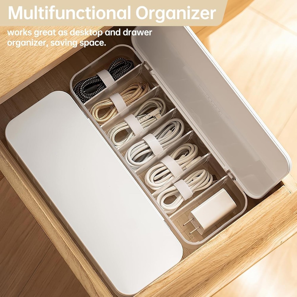 7-Compartment Dustproof Cable Organizer - Perfect for All Your Needs