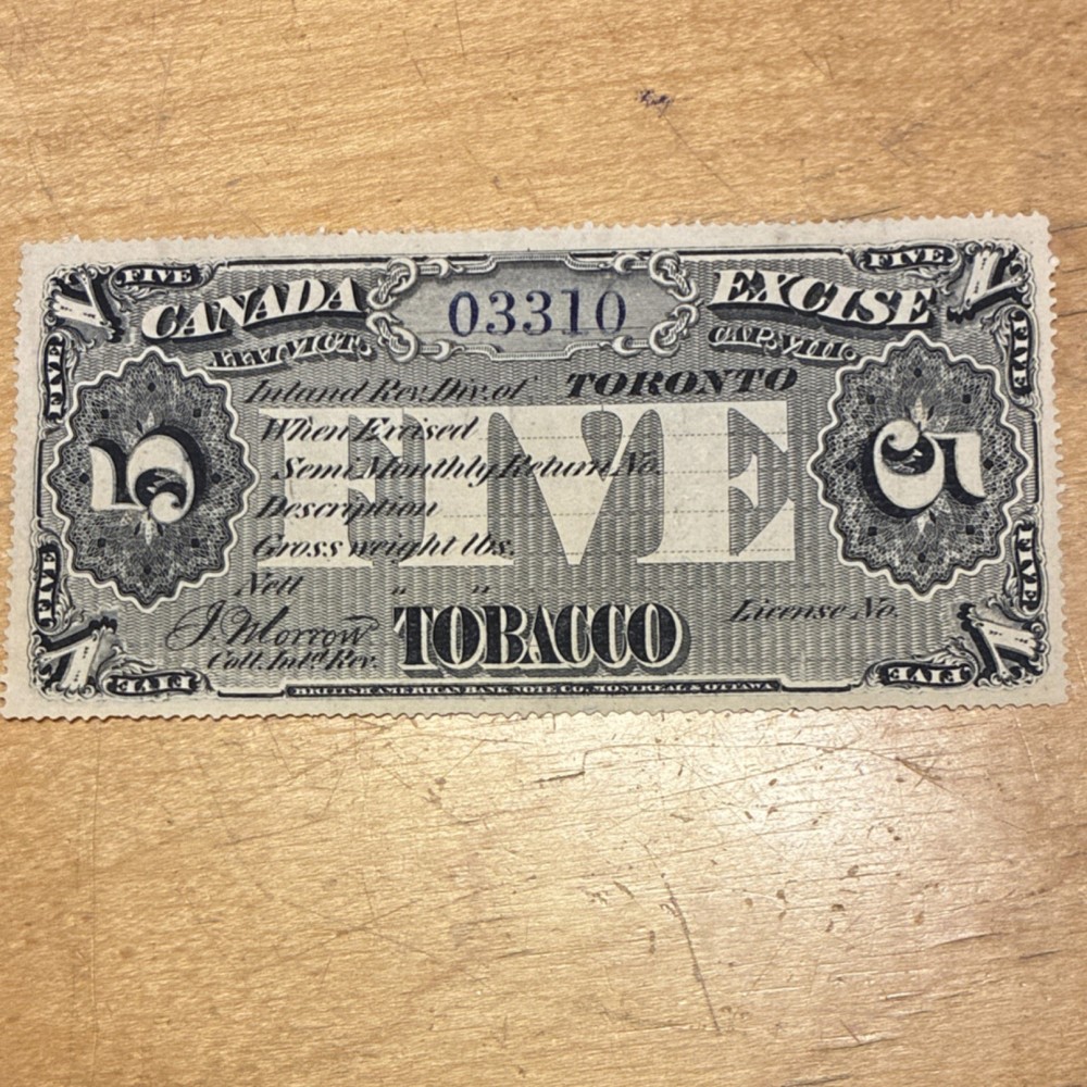 Rare Canada excise tobacco stamp