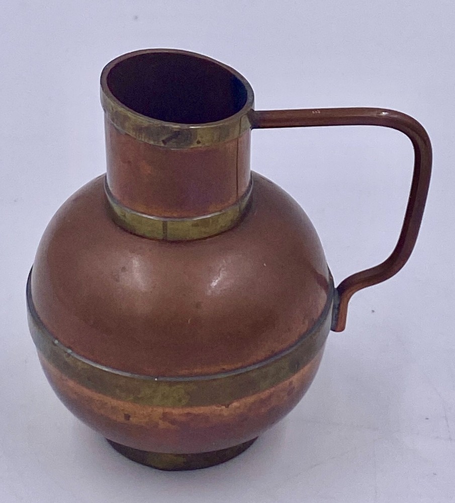 Vintage 2.75" Miniature Copper and Brass Handled Pitcher - G C Guernsey Copper?