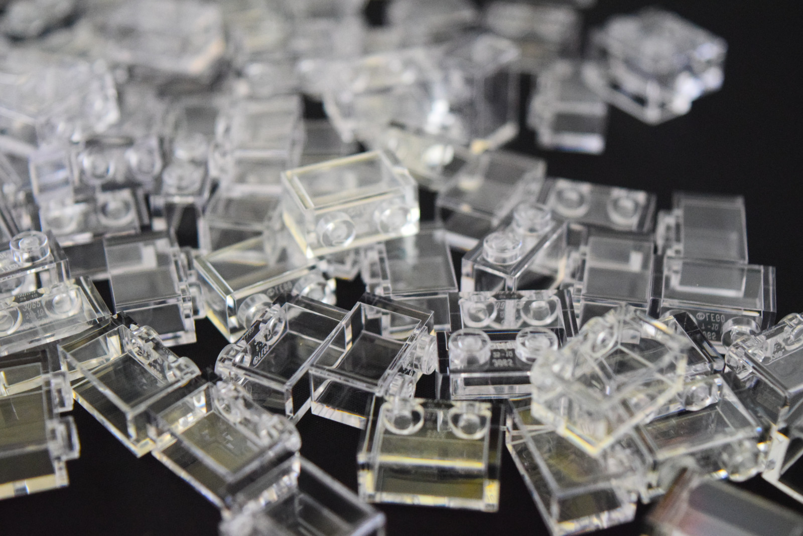 ☀️NEW LEGO Lot Of 50 1X2 Bricks White Transparent Clear Translucent trans clea