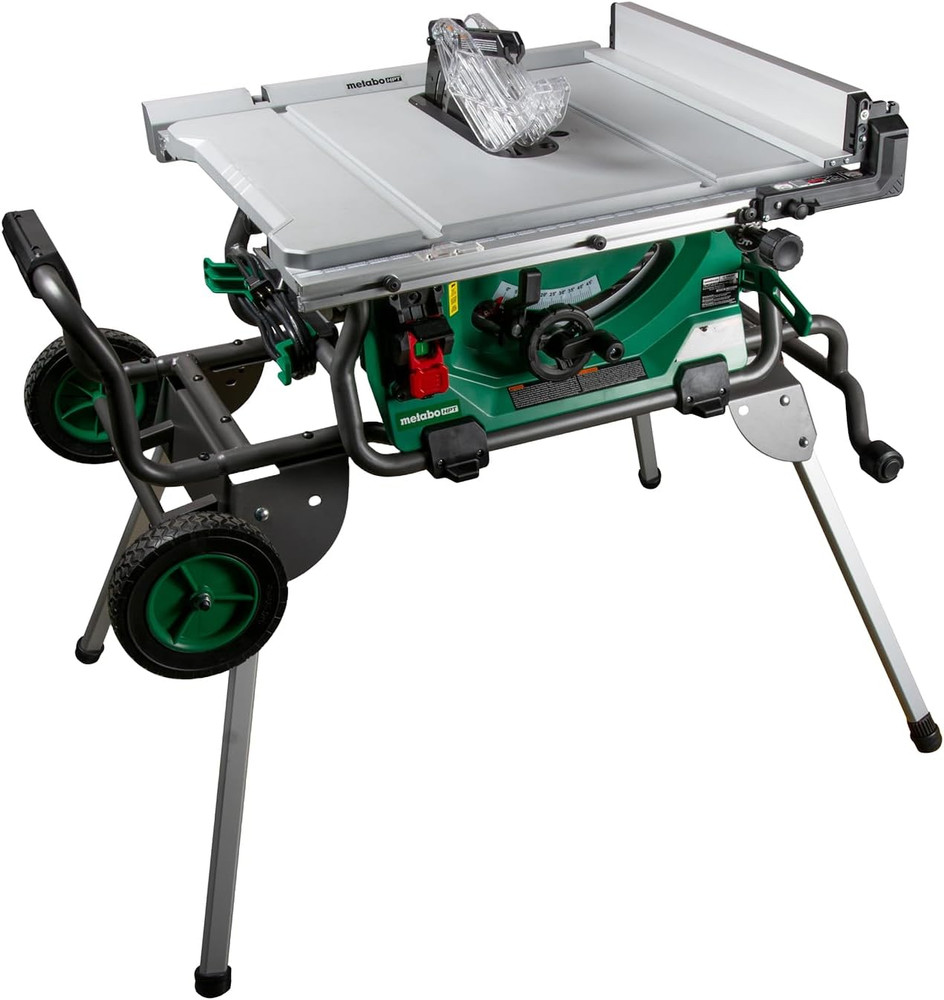 10-Inch 15-Amp Table Saw with Large Table & Durable Foldable Stand