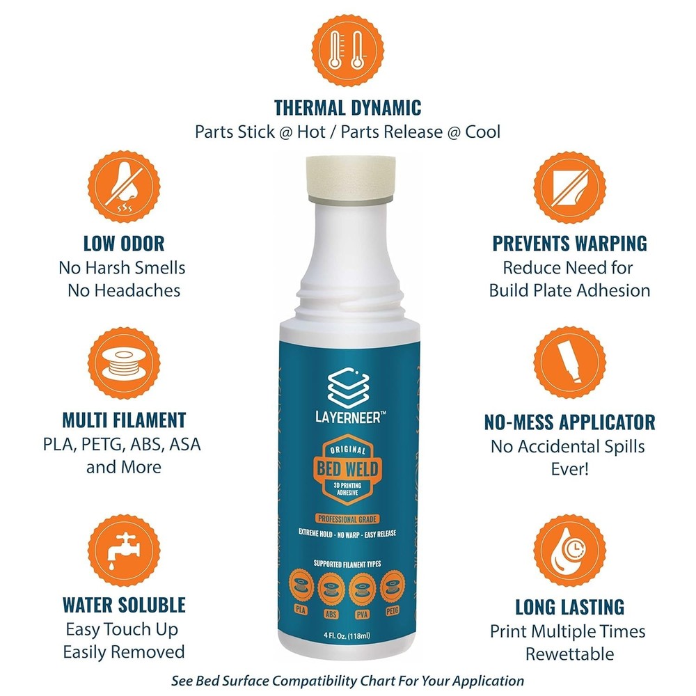 3D Printer Bed Weld Adhesive - Reduces Warping