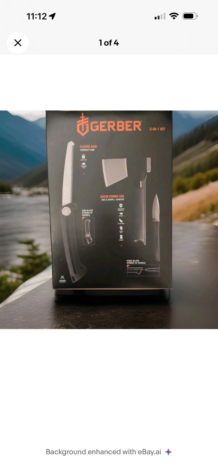 Gerber 3-in-1 Axe Knife & Saw Combo Kit – Gator Grip Handle Camping Tool Set NEW