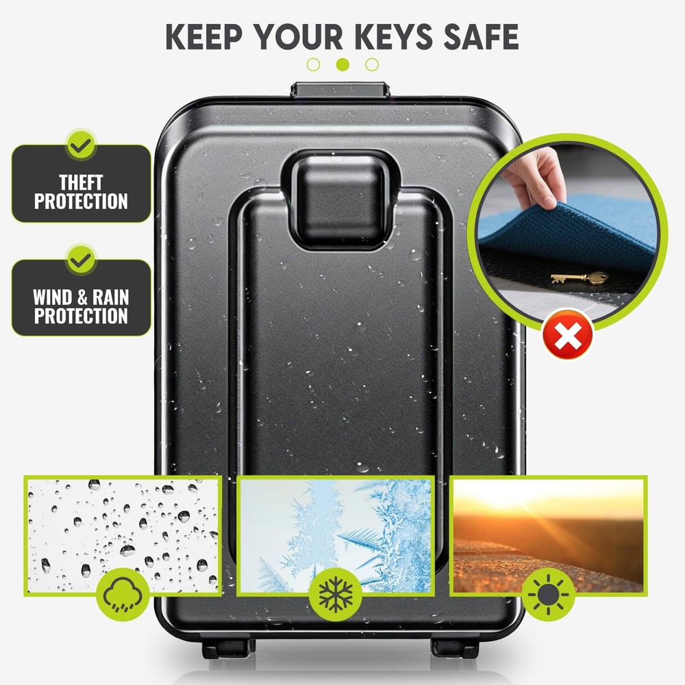 Sturdy Waterproof Key Lock Box for Outside, Large Capacity Wall Mount Lock Bo...
