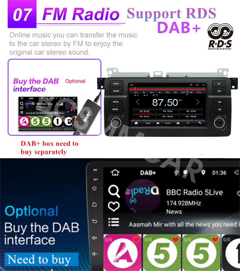 Fit For BMW E46 2-door Coupe 1999-2006 2DIN Car Stereo Radio Player Head Unit FM