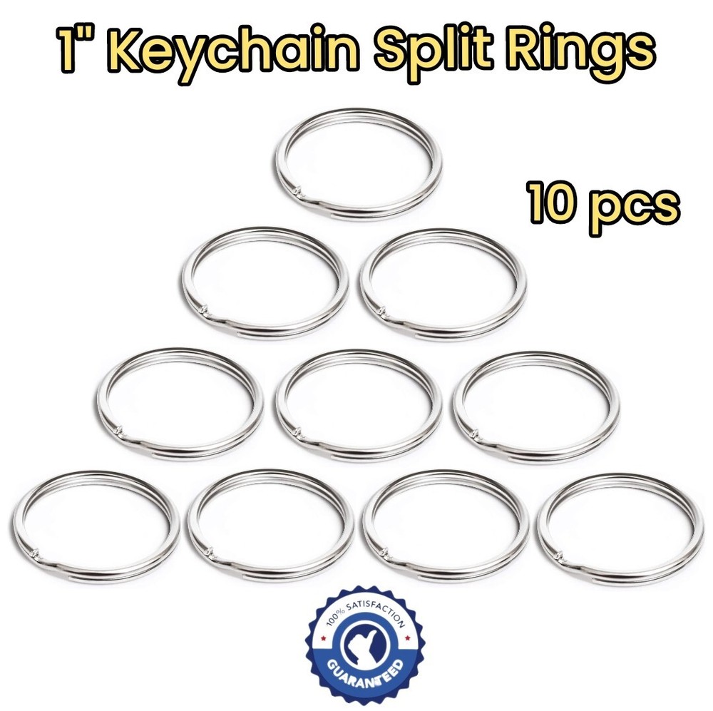 10 PCS Split Key Rings 1" (25mm) Secure Keychain Items Split Ring