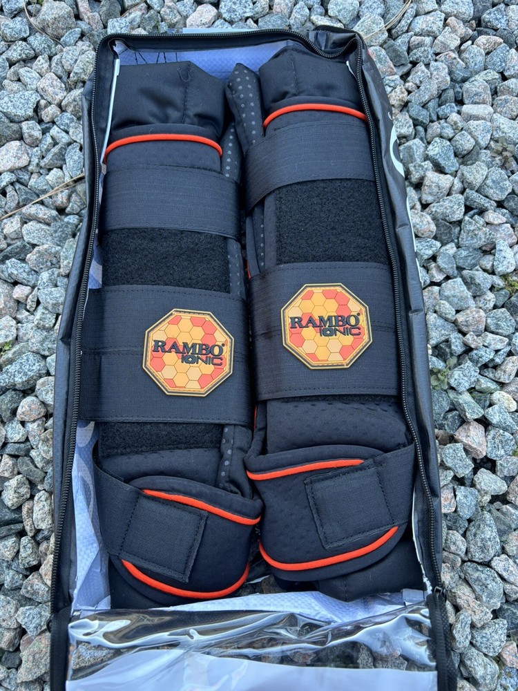 Rambo Ionic Stable Boots (Pair), Black/Black & Orange