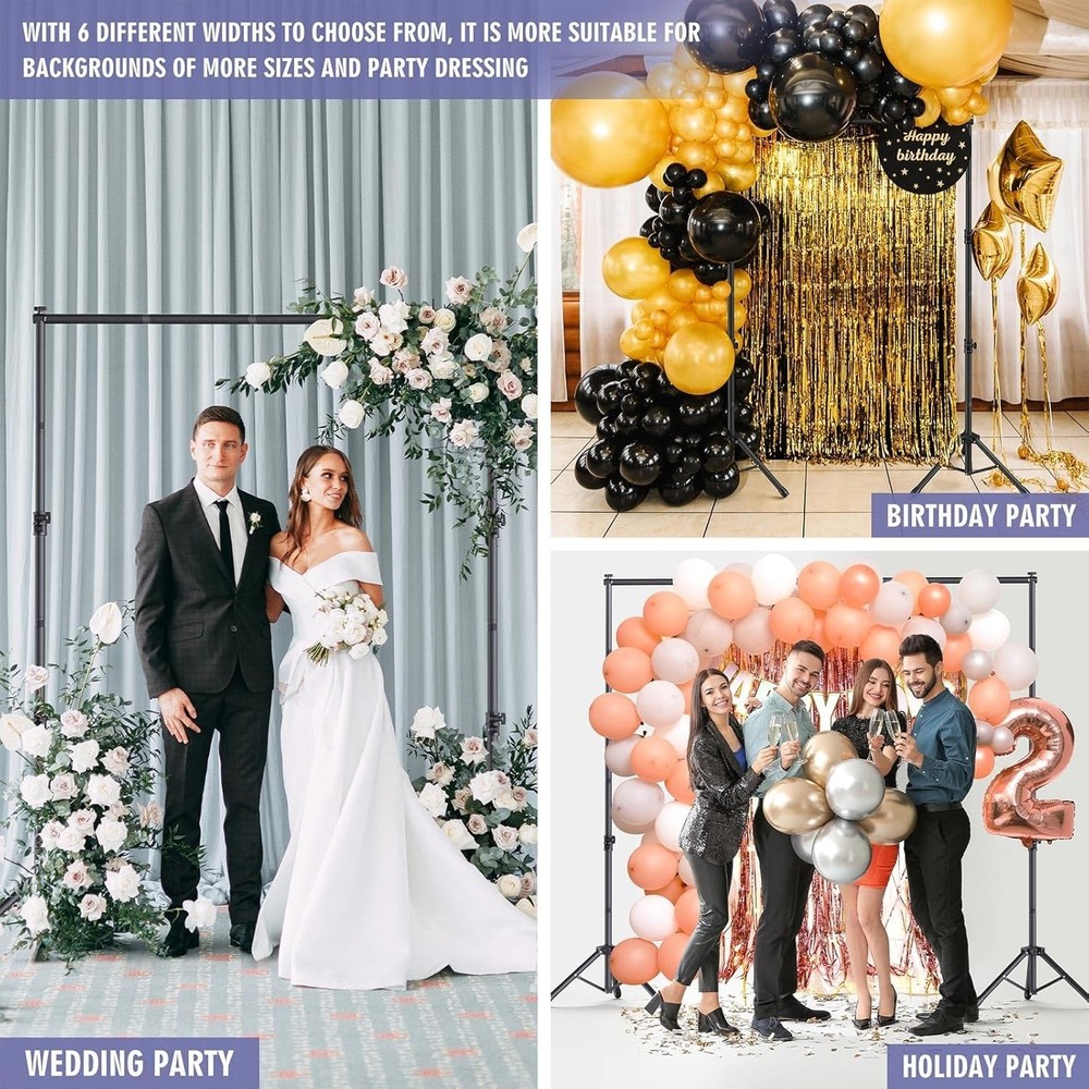 Backdrop Stand Kit - 6 Widths, 10x7.5ft Adjustable Background Stand for Parti...
