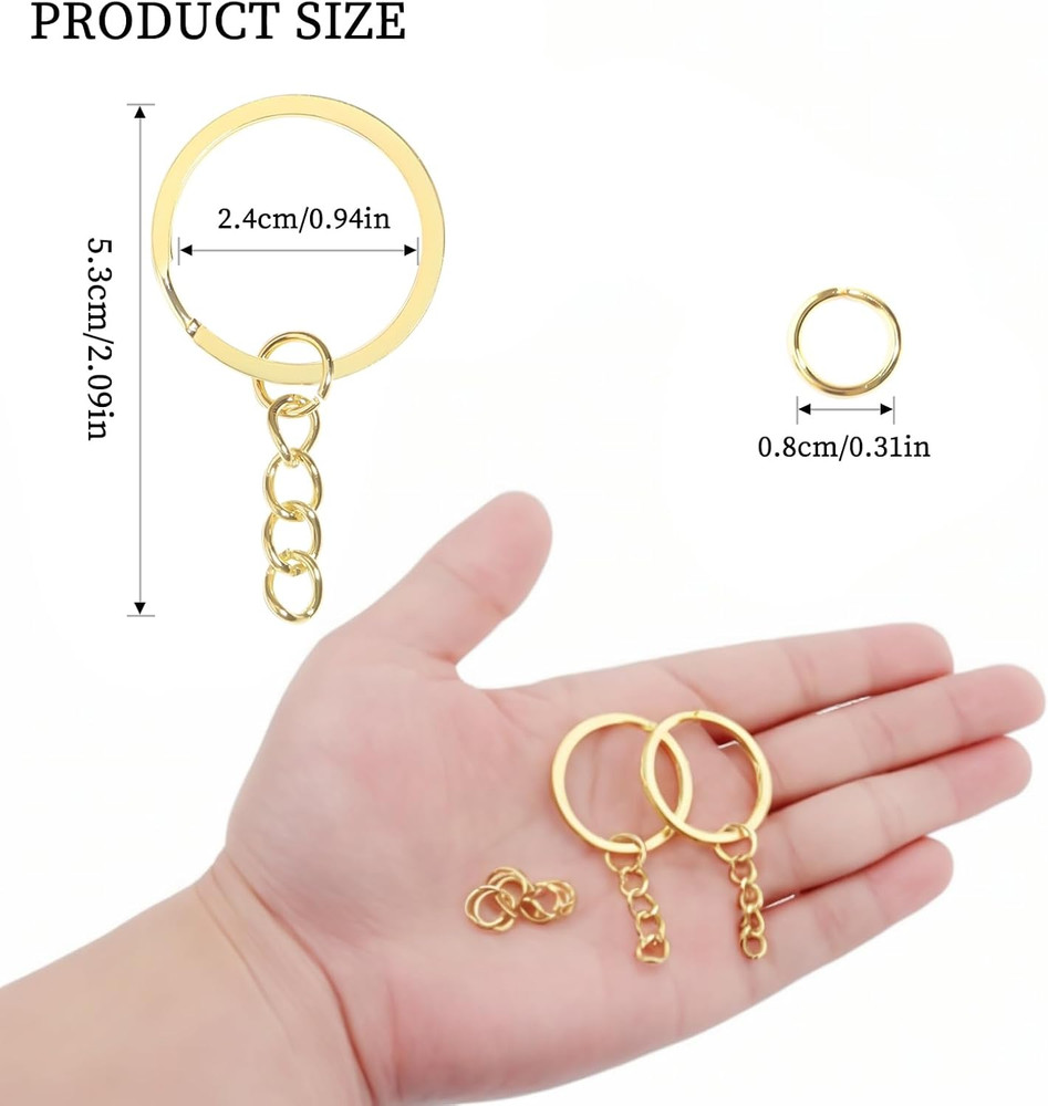 100Pcs Keychain Key Ring with Chain Bulk Split Key Chain,1.1 Inch Key Chains Par