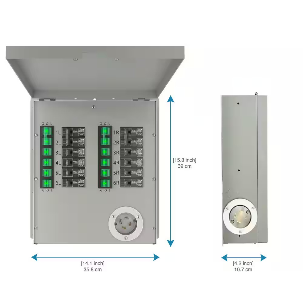 12-Circuit 120/240V 30A Non-Automatic Power Transfer Switch Kit