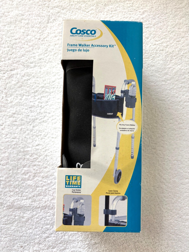 Cosco Ability Care Essentials Frame Walker Accessory Kit Pouch Cup Holder NEWBOX