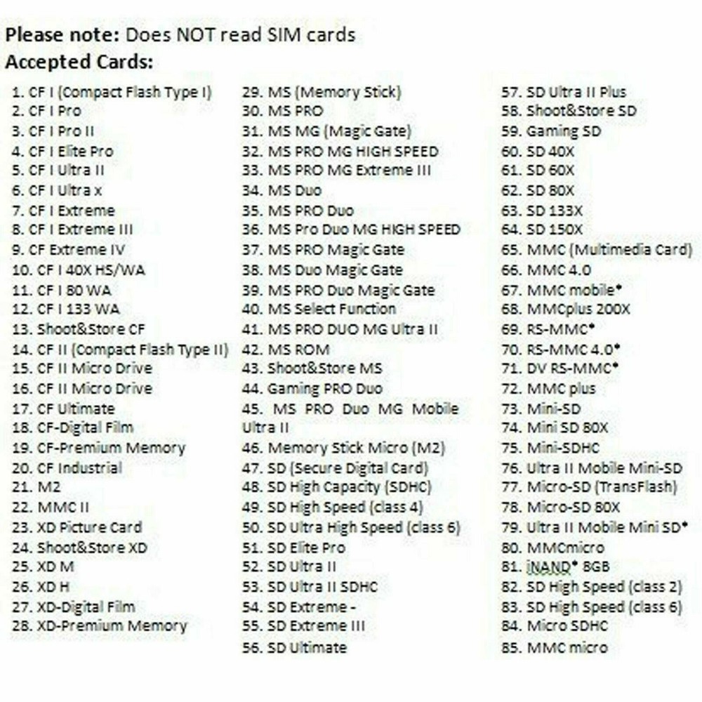 Mini Memory Card Reader 26-IN-1 USB 2.0 High Speed For CF xD SD MS SDHC