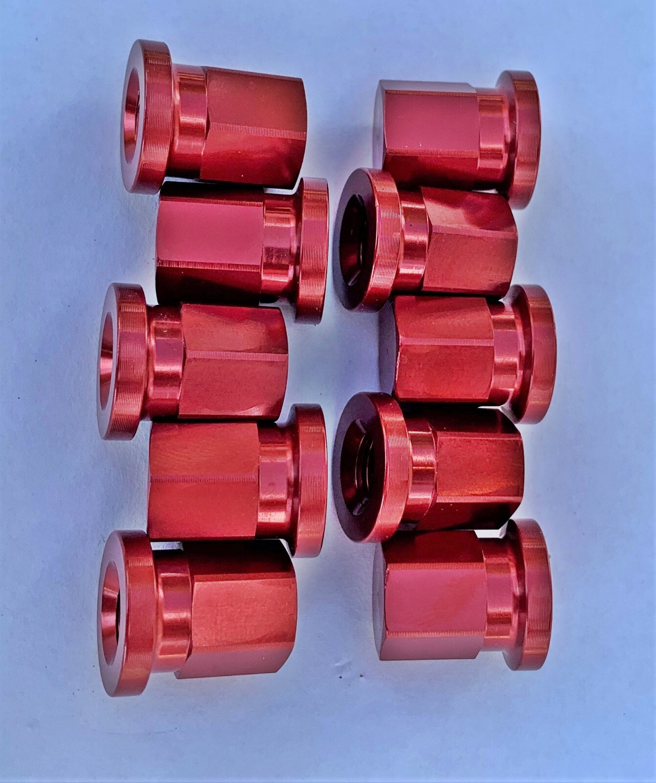 Quick Change Short Gear Cover Aluminum Nuts, Red, 10 piece set