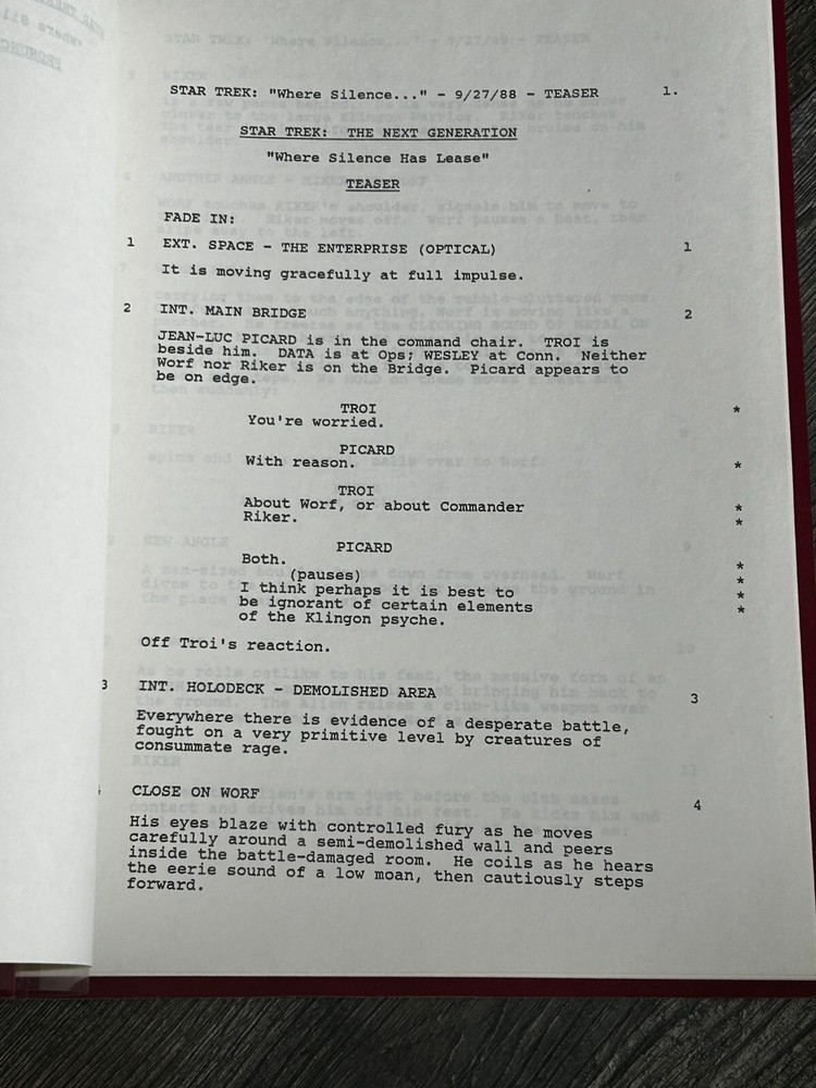 STAR TREK Script The Next Generation Where Silence Has Lease Revised Final Draft