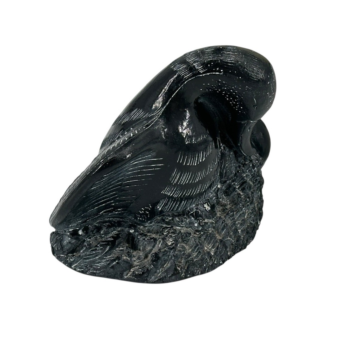 Vintage Canada Aardvark Swan Canadian Goose Duck Hand Carved Soapstone Black