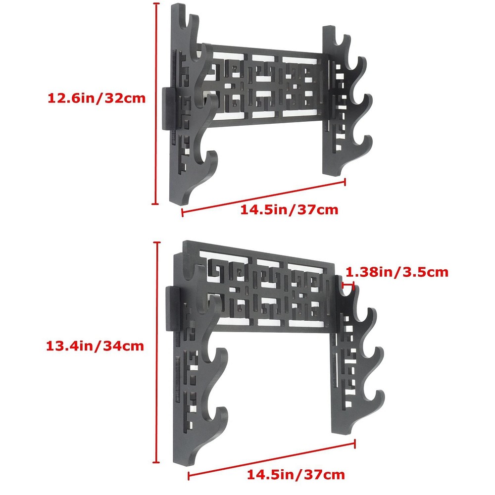 4 Tier Sword Holder Wall Mount Samurai Sword Display Stand Sword Bracket Hang...
