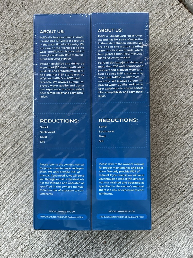 New 2 Pack RF-20 Sediment Replacement Filter