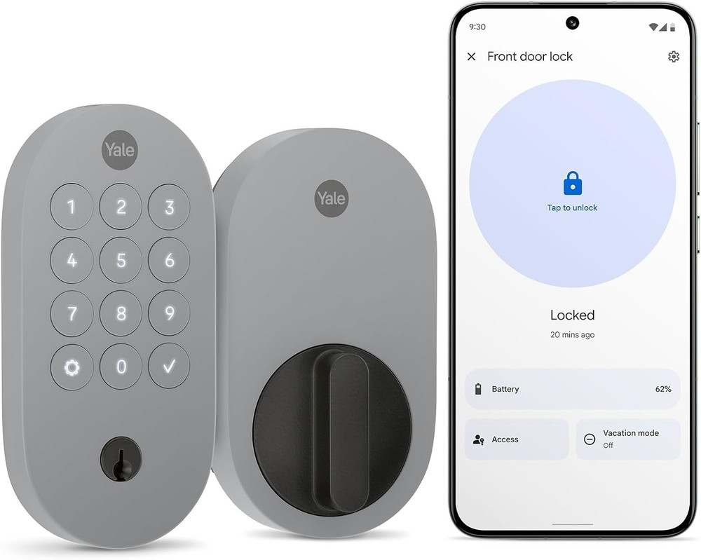 Ash Keyed Deadbolt Smart Lock with Google Matter, YRD510-MT1-ASH