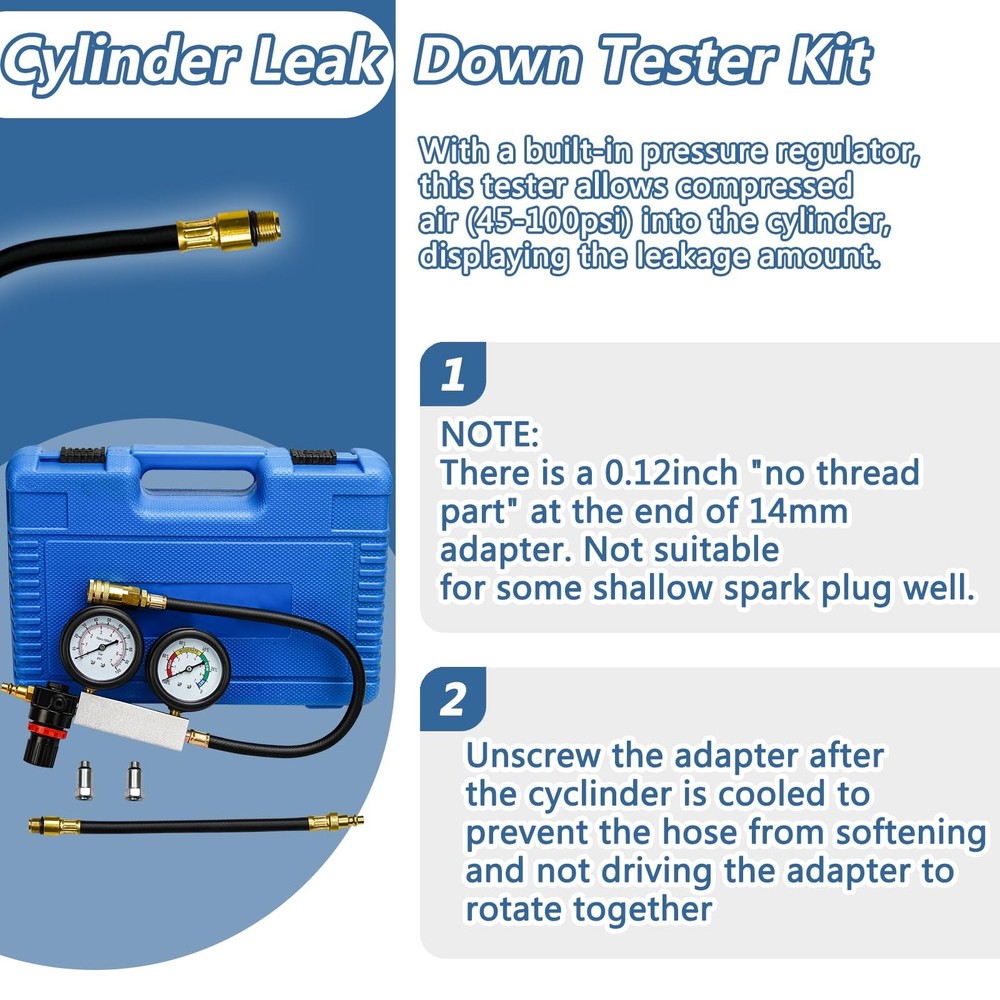 Cylinder Leak Down Tester Kit Compression Leakdown Detector Leakage Test Set ...