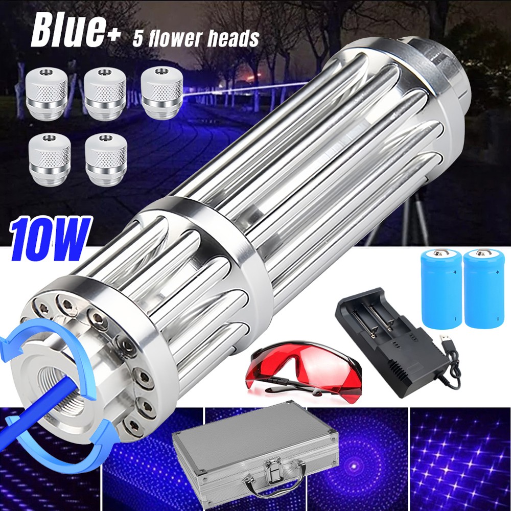 Blue Burning Laser Pointer 450-n-m Adjustable Visible Beam Dot Light 5 Heads