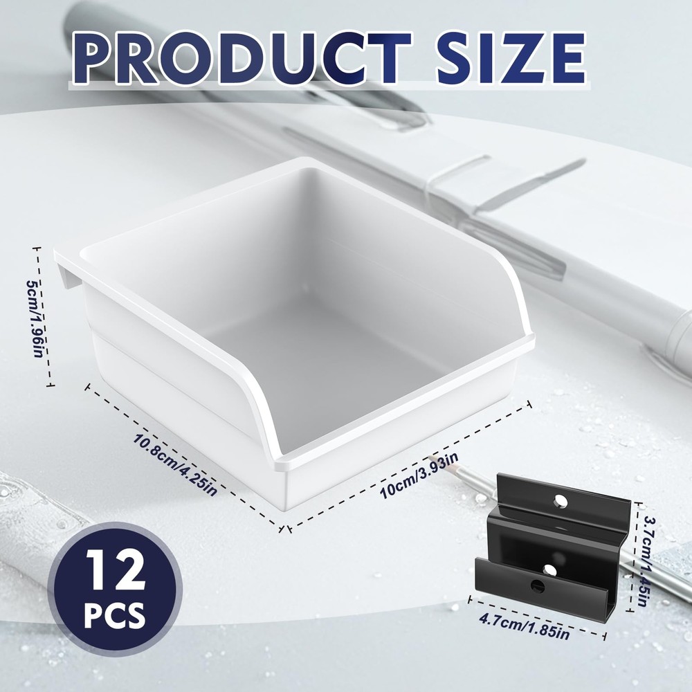 BeapTcely Slatwall Bins with Hooks Plastic Organizer White