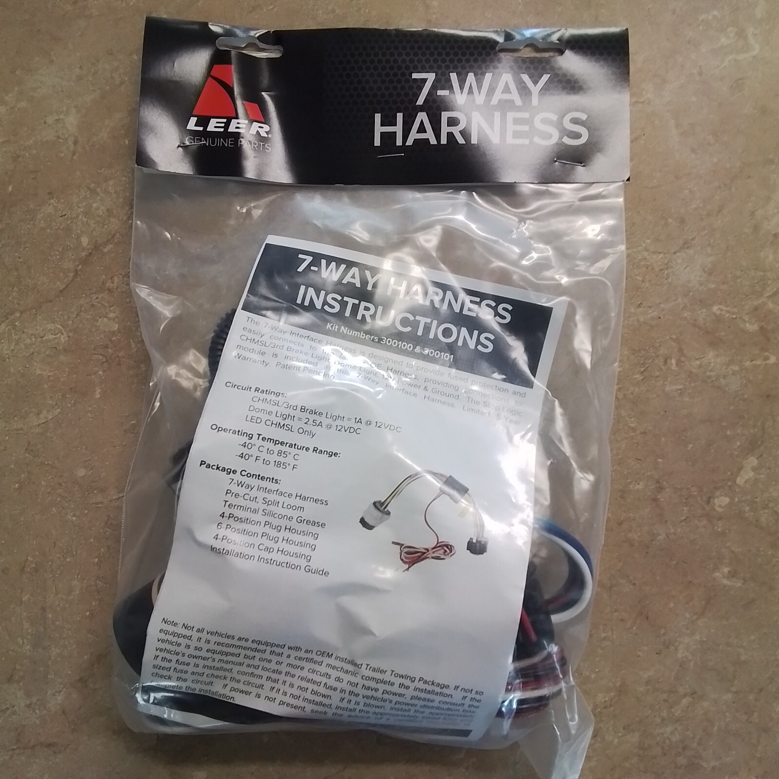 Truck Cap No Splice Wire Harness LEER Part #300100