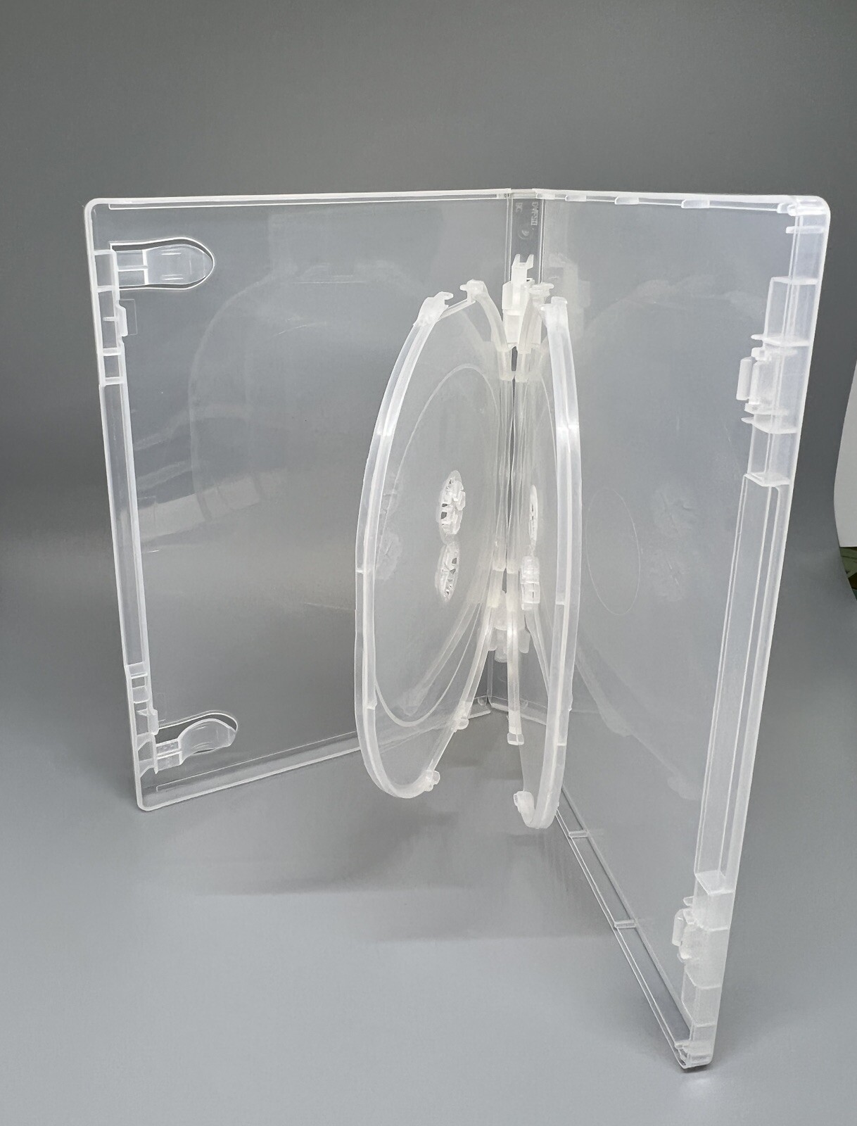 3 PCS TOP QUALITY 14MM SLIM QUAD (4) DISC DVD CASE, SUPER CLEAR, CLIP, DC1404CLR